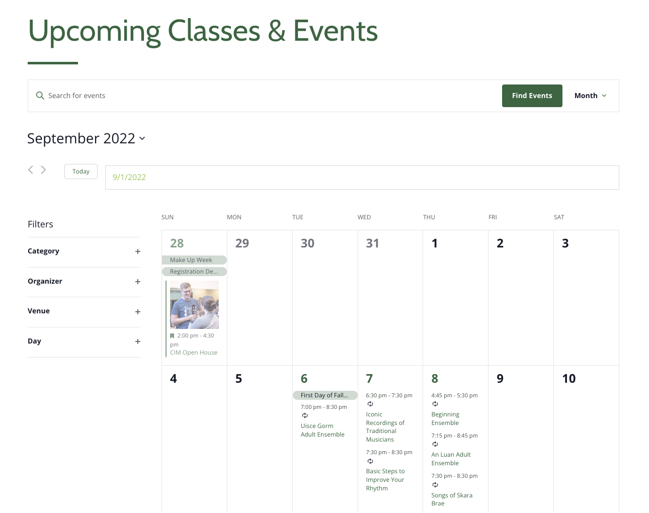 CIM Events Calendar