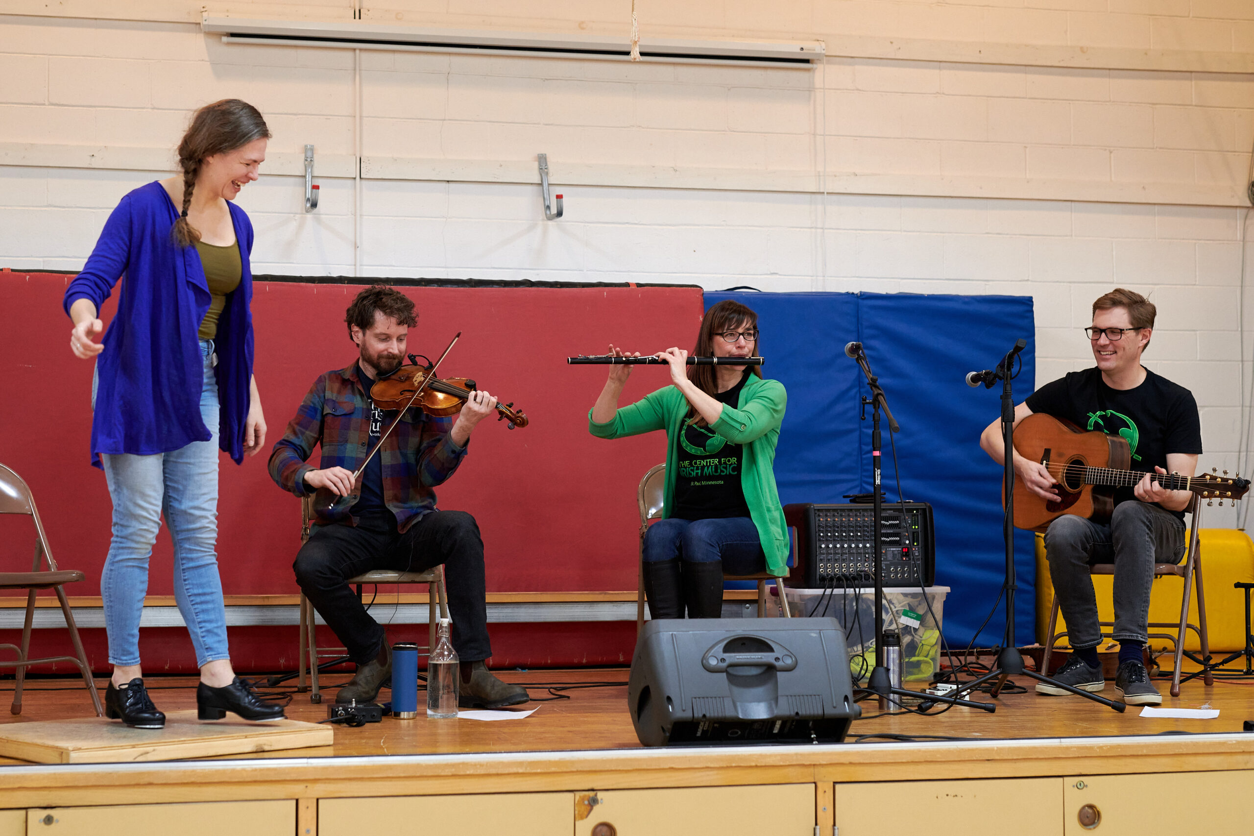 Danielle demonstrates the steady beat as the musicians rip into a set of reels.