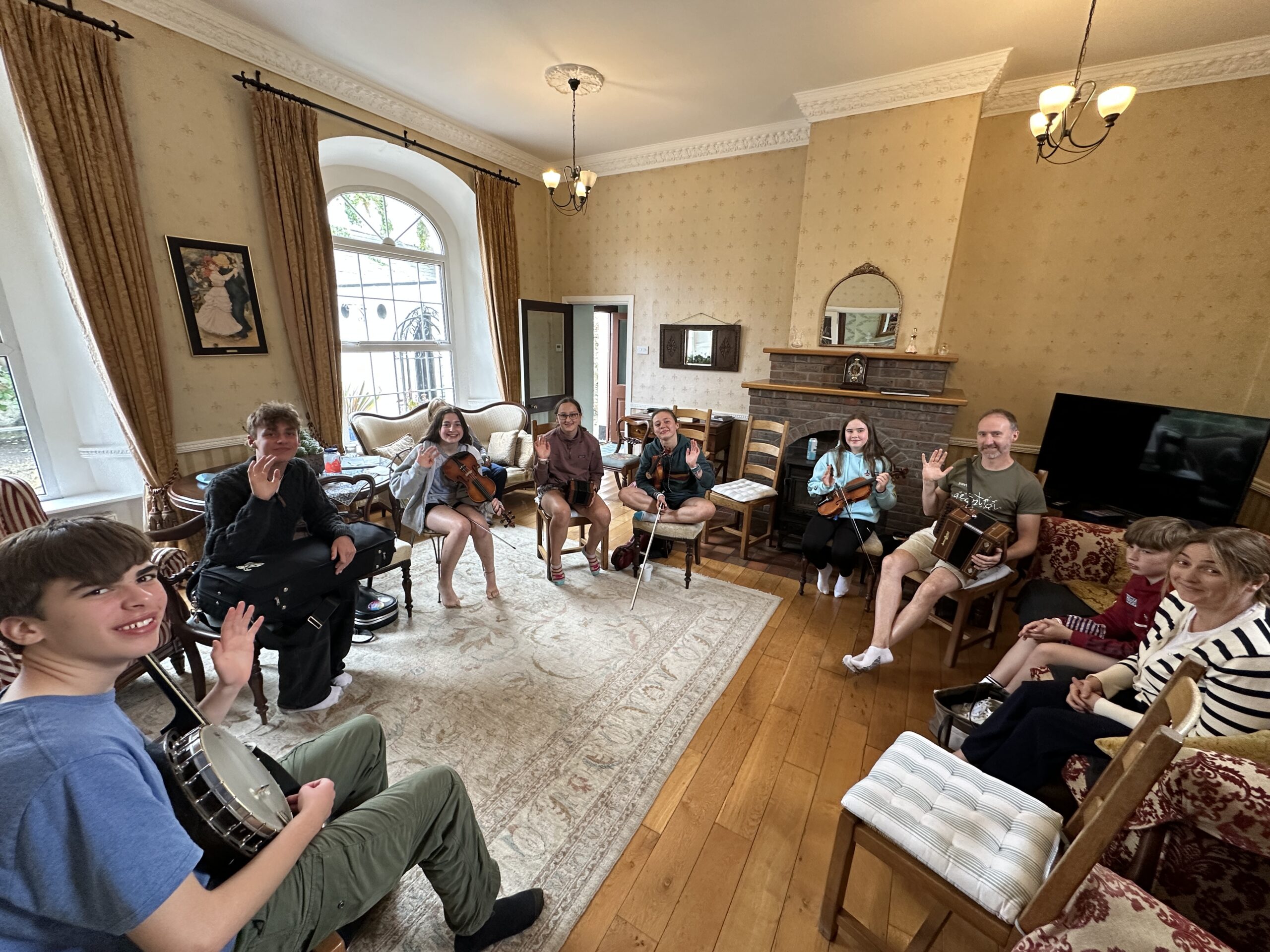 House session with friends from Cork. Clockwise from left: Collin, Ben, Cora, Kate, Beth, Sadhbh, Tommie Cunniffe, Éanna and Michelle Finnerty.