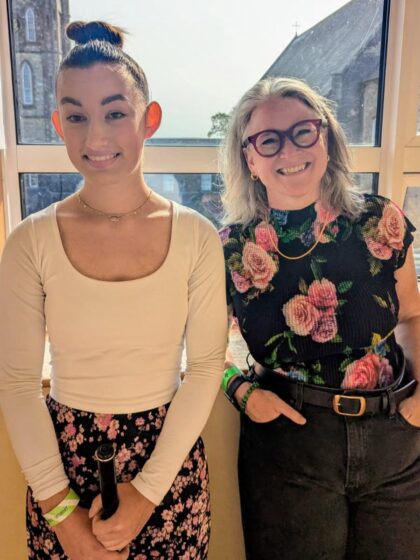 Katya and her instructor Kate Wade ready for a busy day of flute and whistle competitions.